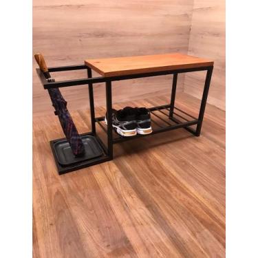 Imagem de Sapateira Porta Guarda Chuva e Ferro e Madeira Para Varandas Entradas 