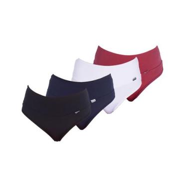 Imagem de Kit 4 Calcinhas Tanga Cós Alto Microfibra Forro Algodão - Dakota Linge