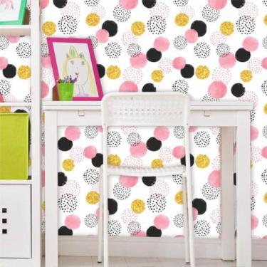 Imagem de Papel de Parede Vinil Autocolante  Poá Divertido - Inove Papéis de Par