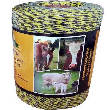 Imagem de Farmerry – Fio de poliéster de cerca elétrica portátil de 1312 pés com 6 condutores, amarelo e preto