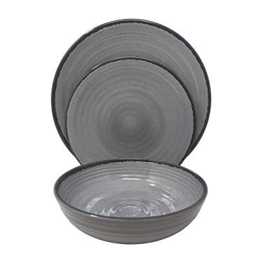 Imagem de Gianna's Home Conjunto de louça de plástico pesado de melamina moderna de 12 peças (cinza)