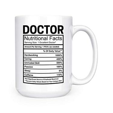 Imagem de Caneca com etiqueta de ingredientes de fatos nutricionais ocupacionais – Caneca de chá de café dupla face deluxe de 425 g (médico)