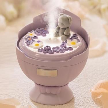 Imagem de Umidificador de buquê de flores para quarto, escritório doméstico - umidificador de ar de 230 ml com luz noturna e temporizador, 2 modos de pulverização recarregáveis, umidificadores de mesa portáteis