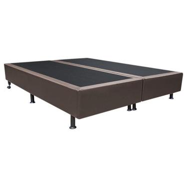 Imagem de Base Para Cama Casal Queen 158x198cm Bipartido Liz S05 Sintético Marrom - Mpozenato
