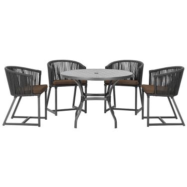 Imagem de Mesa com 4 Cadeiras de Jantar Roma 100cm e Noronha em Aluminío