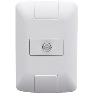 Imagem de Conjunto Placa Com Tomada Tv Sat Aria Branca - Tramontina