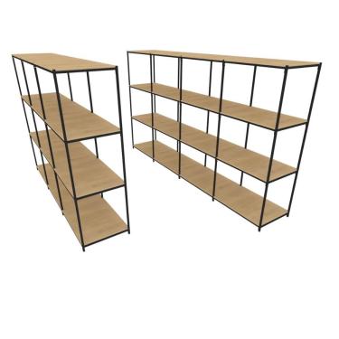 Imagem de Praleira De Aço Reforçada Mini Porta Pallet 200x60x90 Estante Estoque Bandeja Crua Módulos Conjugados 3 + 4