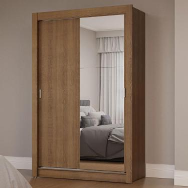 Imagem de Guarda-roupa Solteiro 2 Portas De Correr Com Espelho Rustic Milano Madesa Rustic