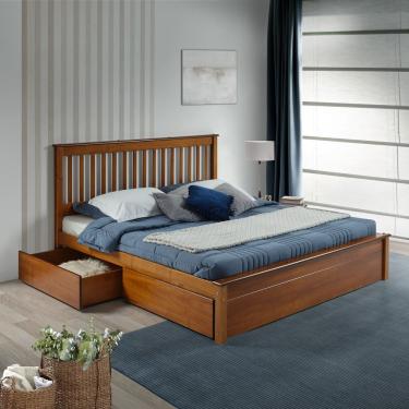 Imagem de Conjunto Cama King Com Dois Gavetões Em Madeira Maciça Mv Outlet Mel