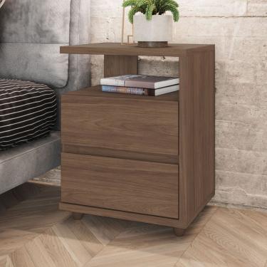 Imagem de Mesa De Apoio E Cabeceira 2 Gavetas Chanfradas - Campeche - Castanho Hp