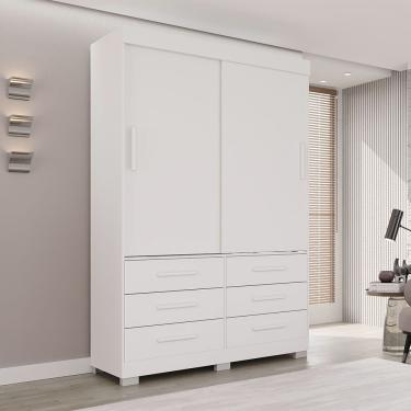 Imagem de Guarda Roupa New Star 2 Portas 6 Gavetas Sem Espelho Salleto Branco