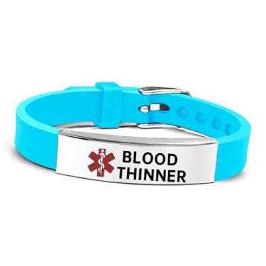 Imagem de Pulseira de identificação médica de aço inoxidável, pulseira de silicone ecológica, ajustável, alerta médico, joias de primeiros socorros, Uniform size, Aço inoxidável, Sem Pedra Preciosa