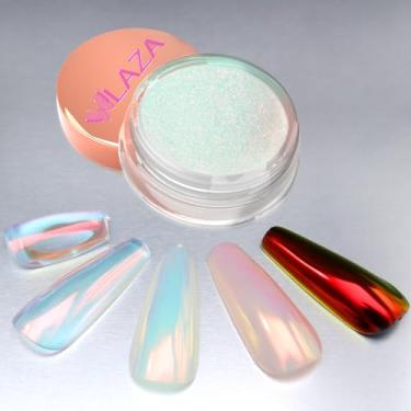 Imagem de Laza Pó De Unha Cromado Unicórnio, Unhas Donut Esmaltadas, Efeito Espelhado Metálico, Pigmento Brilhante, Pérola Iridescente, Glitter, Fada Para Materiais Arte, Esmalte Em Gel, Manicure, Pôr Do Sol
