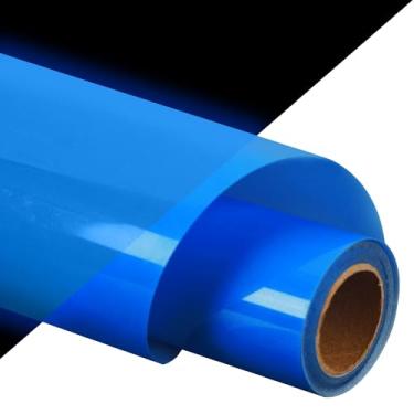 Imagem de guangyintong Rolos De Vinil Com Transferência Térmica Que Brilham No Escuro, 30 Cm X 1,5 M, Azul Luminoso, Para Camisetas, Elástico Pu, Máquina Corte Htv, Fácil Cortar E Remover, Fantasias/Designs L