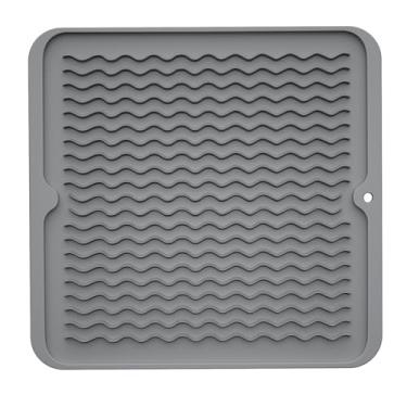 Imagem de blue burps Tapete De Silicone Para Secar Louças Bancadas Cozinha Ou Louça, Escorredor Fácil Limpar, Secagem Rápida - 30 Cm X Cm, Cinza