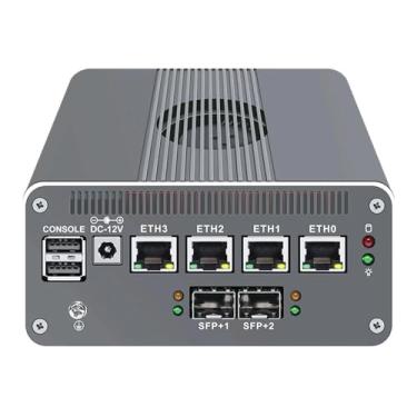 Imagem de HKUXZR Mini Pc Com Firewall, Intel N100 Quad Core 10G*2 4Xintel I226 2.5G Ethernet Vpn Roteamento Suave, 2 Usb 3.2, 1 Slot Tf, Sata, M.2 Nvme X4, Tela Tripla, 4K Hdmi Dp Ddr5 (Sem Ram, Sem Ssd)