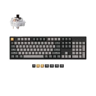 Imagem de Keychron Teclado mecânico personalizado com fio C2 Pro layout de tamanho completo QMK/VIA Macro RGB programável retroiluminado com teclado Keychron K Pro Brown Switch OEM Profile PBT para Mac Windows Linux