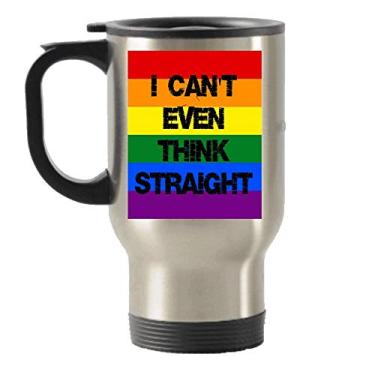 Imagem de Caneca com isolamento térmico de aço inoxidável com orgulho gay I can't even think Straight Gift Idea