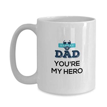 Imagem de Caneca para papai – Presentes para pai – Presentes para pai – Sunday Dad You're my Hero – Caneca de café divertida – Ideia de presente de dia dos pais – Ideia de de Natal