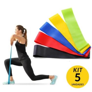 Imagem de Kit 5 Faixa Elástica Treino Ginastica Pilates E Fisioterapia - Atena
