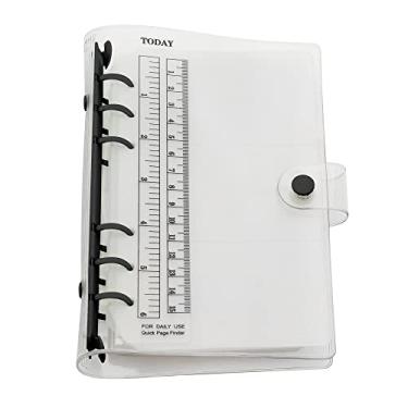 Imagem de Organizador pessoal A6 A5 com capa de PVC colorida de 6 furos com fecho de botão de pressão, pasta de arquivo para caderno de folhas soltas (tinta preta, combo A6)