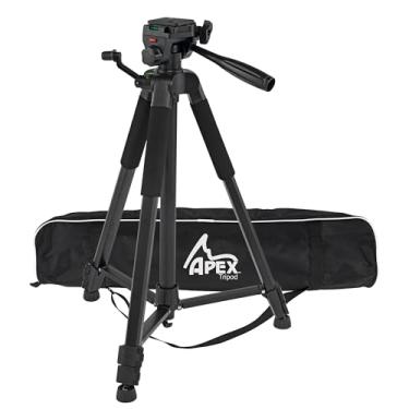 Imagem de Creative Mark Tripé Apex para câmera – Suporte de tripé de câmera de alumínio leve com panorâmica de 360°, 90° para frente e inclinação lateral, altura ajustável, placa de liberação rápida e estojo de