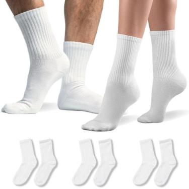Imagem de Kit 3 Meia Unissex Cano Alto Respirável Branca - Genérico, Branco, 34-