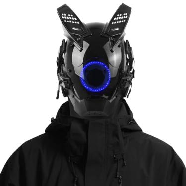 Imagem de Cool LED Mask, Futuristic Punk Techwear Mask with Blue Neon Glow, Adjustable Sci-Fi Helmet for DJ, Rave, Cosplay & Halloween