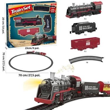 Imagem de Trem Elétrico a Vapor Infantil - Conjunto de Brinquedo de Simulação Fe