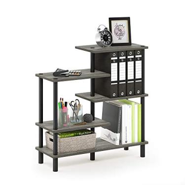 Imagem de Furinno Rack para exibição de 5 níveis Turn-N-Tube, cinza carvalho francês/preto