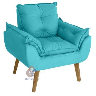 Imagem de Poltrona Opala Suede Azul Turquesa