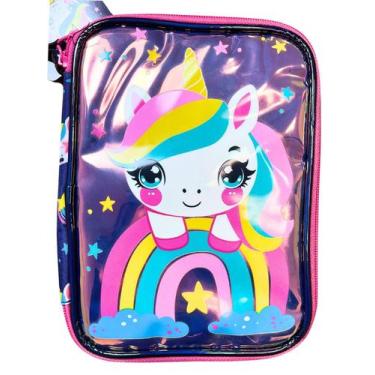 Imagem de Estojo Escolar Grande Box Unicórnio Rku5005E - Azul - Mundi