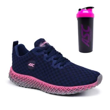 Imagem de Tênis Feminino Ascension com Coqueteleira – Leve, Confortável e Versátil para Caminhada, Corrida, Academia e Uso Diário (Marinho e Vermelho, BR, Adulto, Numérico, 39)