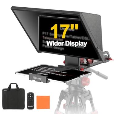 Imagem de Desview P17 Teleprompter Prompter de liga de alumínio com estojo de transporte - Compatível com câmeras DSLR, filmadoras, smartphones e tablets para gravação de vídeo