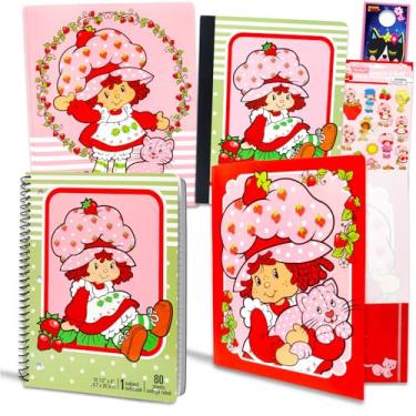 Imagem de Strawberry Shortcake School Supplies Value Pack - 8 Pc Bundle with Folders, Notebooks, and Stickers for Kids Boy Girls | Strawberry Shortcake Back to School Supplies