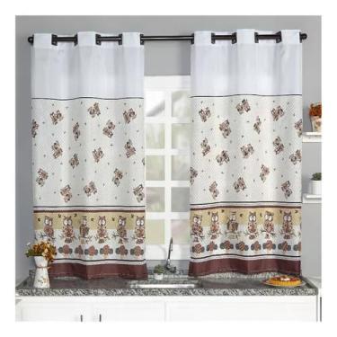 Imagem de Cortina para Cozinha Estampada Quarto Sala Escritório Porta Janela - Estampa Coruja – Toque divertido e acolhedor para seu ambiente