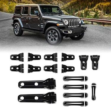 Imagem de Porta traseira capa dobradiça capa dobradiça capa dobradiça capa sobressalente pneu dobradiça capa para 2018 Jeep Wrangler JL Accessories 4 portas (preto)