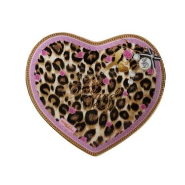 Imagem de Prato plano ocidental simples de cerâmica estilo europeu rosa fresco e adorável - prato em forma de coração de leopardo de 14 cm