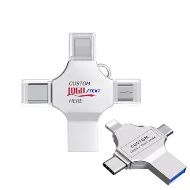 Imagem de Pen drive USB OTG personalizado, multifuncional 4 em 1, pen drive USB 3.0, ideal para eventos de negócios, presentes corporativos e brindes promocionais (64 GB, 50 peças)