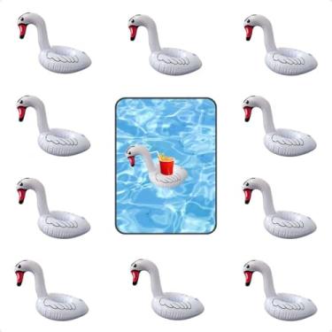 Imagem de Kit 10 Porta Copos Boia Inflavel Piscina Varios Formatos Porta Lata Brinquedos para Piscina (Cisne)