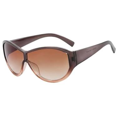 Imagem de JRLLFD Óculos de sol punk grandes femininos, peça única, masculino, esportivo, clássico, à prova de vento, UV400 (cinza, gradiente, chá)