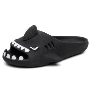 Imagem de Chinelo Infantil Slide Tubarao Divertido Barbatana Calce Facil Microexpandido Conforto Resistente Tamanho:29;Cor:Preto;Gênero:Unissex;Departamento BS:Esporte