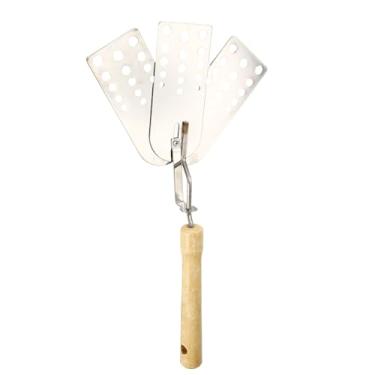 Imagem de Lyreh Espátula Criativa para Hambúrguer Carne Apimentada, Virador de Hambúrguer 3 em 1 Aço Inoxidável com Cabo Madeira Utensílio de Cozinha Multiuso para Churrasco Chapa e Panquecas