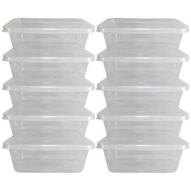 Imagem de Kit 10 Potes 800ML Transparentes BPA Free Marmita Fit Organizador de Alimentos Plástico Freezer Microondas