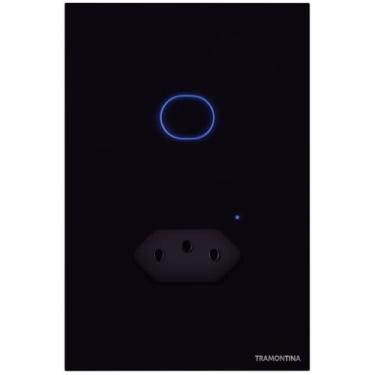 Imagem de Tramontina Interruptor Inteligente​ Touch Smart Wi-Fi ​P​reto com ​1 ​T​ecla e 1 Tomada 2P+T 10A 250V​ Compatível com Alexa- Onne