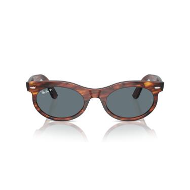 Imagem de Óculos de Sol Ray-Ban Polarizado Wayfarer Oval 0RB2242 954/3R Tam 53 / Marrom - Lentes Azul