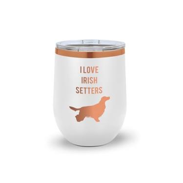 Imagem de SpreadPassion Copo de vinho Irish Setter – Presente engraçado de cachorro para mulheres e homens, aço inoxidável 340 g (branco)