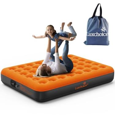 Imagem de Luxchoice Colchão de ar com bomba recarregável USB embutida colchão inflável para acampamento colchão inflável portátil cama de ar cama de hóspedes para casa ao ar livre caminhadas viagens