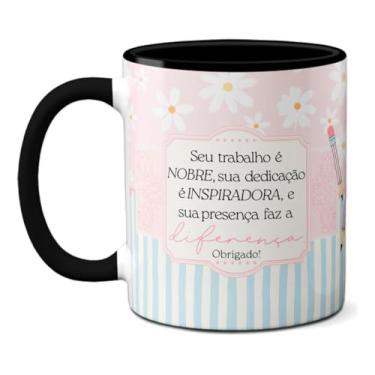 Imagem de Caneca Professor Seu Trabalho É Nobre Xícara Frase Criativa (Preta)