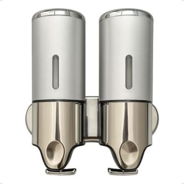 Imagem de Dispenser Duplo Parede Shampoo Sabonete Alcool Gel Banheiro - Dekor